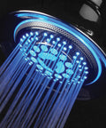 Two In One Shower System With LED Shower Head And Hands Free Option, blue LED lights and water jets visible