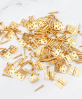 Gold Mini Dollhouse Hinges Kit With 30 Tiny Hinges And 120 Nails For 180 Degree Full Motion Copper Metal DIY Hardware