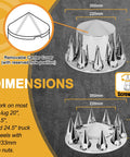 Chrome 33mm Pointed Axle Cover Kit For Semi Trucks With Screw On Lug Nut Covers 2 Front And 4 Rear Wheel Hub Caps diagram