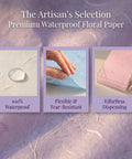 Boss Florist Pop Up Tissue Sheets For Flowers 266 shown with features: waterproof, tear-resistant, easy dispensing.