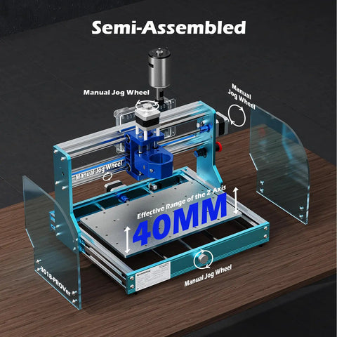 3018-PROVer V2 CNC Router For Beginners Newbie Friendly Compact Mini Milling And Engraving Kit with clear side guards.