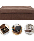 Foldable Dustproof Bulb Storage Box With Dividers For Christmas Lights And Ornaments Sturdy PP Base Space Saving All In One Organizer For Craft Supplies And Office Storage, brown fabric box