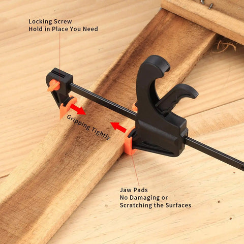 4 Inch Bar Clamps For Woodworking 5 Piece Trigger Quick Grip Clamps With One Handed Ratchet Mini Small Bar Clamps on wooden board