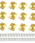 12 Pcs 1.73 Inch 4 Hole Folding Butt Hinges With Screws For Small Drawers Doors Tool Boxes Wooden Boxes Cabinets And DIY Model Making Budget Friendly Home DIYers And Craft Projects - Golden Hinges and Matching Screws