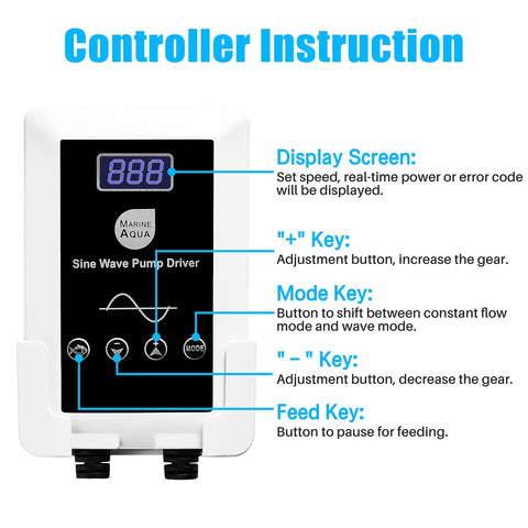 Controller for Controllable DC Aquarium Return Pump With Sine Wave Technology Ultra Silent 12000 LPH 3100 GPH 80W Marine Wave Maker