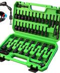 All In One Magnetic Nut Driver Set With 65mm And 48mm Magnetic Drivers in green carrying case