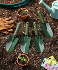 12 Piece Garden Shovel And Trowel Set With Metal Blades And Plastic Handles Grippy Anti Slip Garden Hand Tools on soil