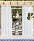 Outdoor Sheer White Weighted Curtains With Rod Pocket And Back Tab, 120 Inch Length, 2 Panels, Light Filtering Mosquito Netting