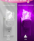 2 Pack Kids Night Light With Dusk To Dawn Sensor, 8 Color Changing LED Night Lights For Girls Bedroom, unicorn on off mode