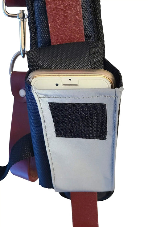 Premium Leather Tool Belt Suspenders With Extra Thick Padding Contoured Yoke For Back Support And Even Load Distribution pocket