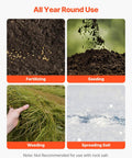 Image showing fertilizing, seeding, weeding, and spreading salt, illustrating uses for Tow Behind Lawn Spreader For Seed Fertilizer Ice Melt.