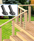 40 Pack Black 1/8 Inch Cable Railing Angle Beveled Protector Sleeves for Wood Posts, T316 Stainless Steel shown on deck