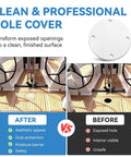 Slick Marine Deck Patch Round Access Hole Cover 4-1/8 Inch shown capping an exposed hole on a boat deck for a clean look.