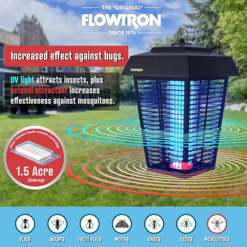 Outdoor Bug Zapper For Mosquitoes And Flies With One And A Half Acre Coverage 80W Bulb And 5600V Instant Kill Grid in yard