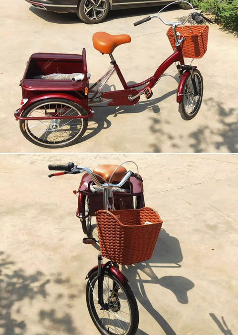 Adult Three Wheel Tricycle With Pedals Cargo Trike With Back Cabin Front And Rear Brakes Hydraulic Front Fork