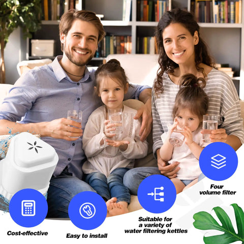 Family enjoying water with 2 Pack Replacement Filter For Water Pitcher That Delivers Tastier Water, Compatible With Aquagear And Seychelle.