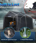 8x14 Ft Steel Peak Roof Portable Garage Shelter Carport for Motorcycle or Bike with wind resistance features