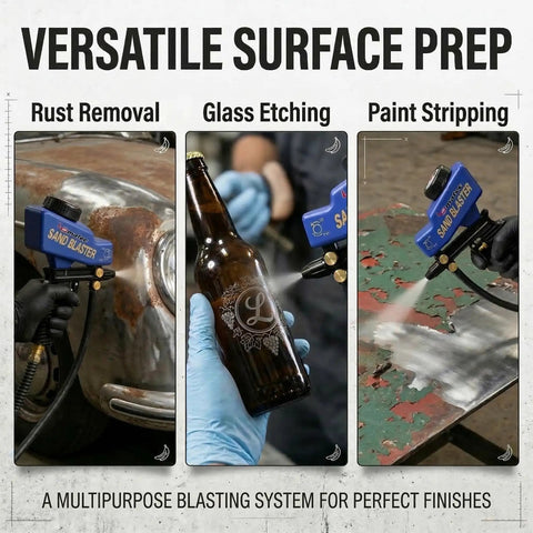 Portable Sand Blaster Gun Kit For Air Compressors With Gravity Feed And Siphon Modes Ideal For Rust Removal And Glass Etching