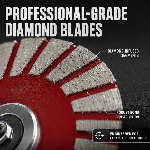 Close-up of Slick Mini Diamond Saw Blades For Angle Grinder 1.57 Inch showing diamond-infused segments and robust bond construction.