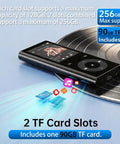 90GB MP3 Player With Bluetooth 5.3 Expandable To 256GB With Dual TF Card Slots on vinyl record background.