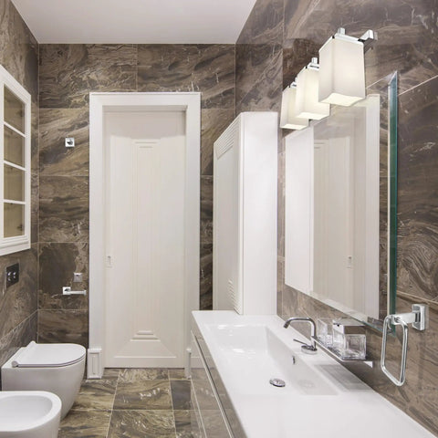 Bathroom featuring All In One Bathroom Set With 3 Light Vanity Bar Towel Bar Towel Ring Robe Hook And Toilet Paper Holder In Polished Chrome Finish Vintage Modern Style For Quick Affordable Bath Updates.