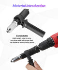 All In One Universal Rivet Gun Kit For Cars And Home Use Cordless Drill Rivet Adapter with hard plastic handle shown in use.