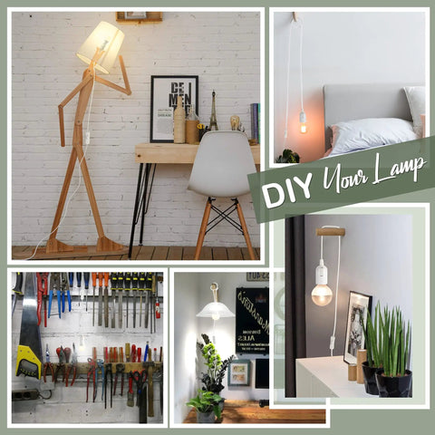 DIY lamps using 12 foot pendant lighting cord with on off switch for E26 E27 socket plug in, ideal for home or plant areas.