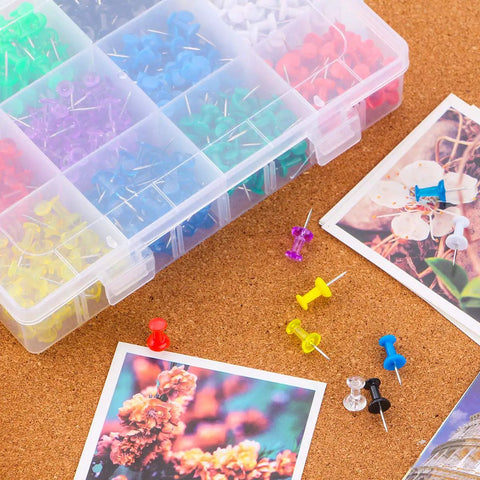 Killer 600 Color Push Pins With Solid Steel Points For Bulletin Boards Maps And Office Desks Sweet 1 Inch Standard Thumb Tacks in assorted colors.