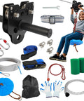 Backyard Zipline Kit 60Ft For Kids And Adults Up To 400 Lbs With Quick Tighten Trolley Removable Design, seat, lanyard, accessories