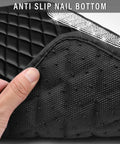 Premium Bling Diamond Leather Car Mats With Sparkly Rhinestone Edges Anti Slip Waterproof Universal Fit For Daily Drive Dope Ride Flex In Black Silver showing anti-slip nail bottom design.