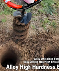 Heavy Duty 2 Inch Earth Auger Drill Bit With 31.5 Inch Length Carbon Steel Spiral Hole Digger drilling into soil