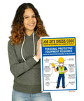 12 By 18 Inch Must Have Bilingual Job Site Dress Code Sign With English And Spanish PPE Warning Durable 0.055 Inch Polyethylene Plastic.