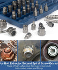 36 Piece Screw And Bolt Extractor Kit With Center Punch, Multi-Spline And Spiral Extractors in storage case