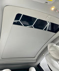 Interior view of Tesla Model Y showing Compatible With 2020 To 2025 Model Y Electric Retractable Sunroof Sunshade.