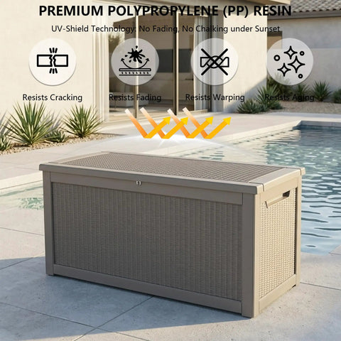 Mega Roomy Waterproof Outdoor Deck Box For Backyard Patio 320 Gallon Massive Weatherproof Garden Stash Holds Couch Cushions And Lawn Tools With Zero Hassle Smooth Space Saving Upgrade