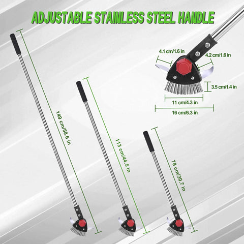 Long Reach 3 In 1 Weeding Tool With Adjustable Crevice Cleaners Stainless Steel Weed Brush And 2 Scrapers size chart