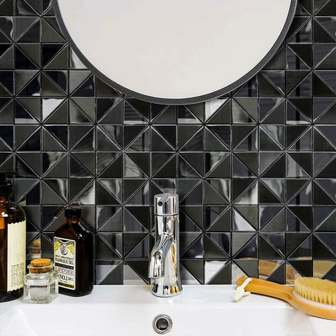 Stainless Steel Backsplash Tiles Peel And Stick 10 Sheets With 3D Brushed Windmill Pattern In Black for modern kitchen wall