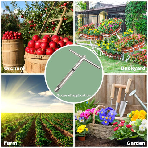 12 Inch Stainless Steel Soil Probe With T Style Handle And Reusable Sampler Bags for quick sampling in gardens, farms, and orchards