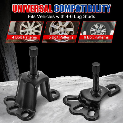Universal Front And Rear Wheel Hub Puller Set For Flange Type Axle Remover Tool fits various lug patterns on wheels