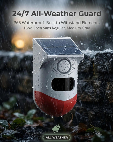 WiFi Solar Motion Sensor Alarm Outdoor With Free App Alerts Real Time Push Notifications 2.4G WiFi Compatible Battery Powered Solar Security Sensor Easy Zone Management Weatherproof Outdoor Home Surveillance, IP65 front view