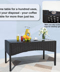 4 Piece Wicker Patio Furniture Set With Cushions, Outdoor Conversation Set With Loveseat, Two Chairs, And Glass Coffee Table, Weather Resistant For Backyard, Poolside Or Porch, Khaki Finish, Easy Care Comfort And Style