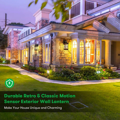 Motion Sensor Porch Light Anti Rust Aluminum Dusk To Dawn Outdoor Wall Lantern Sconce on Elegant House Exterior