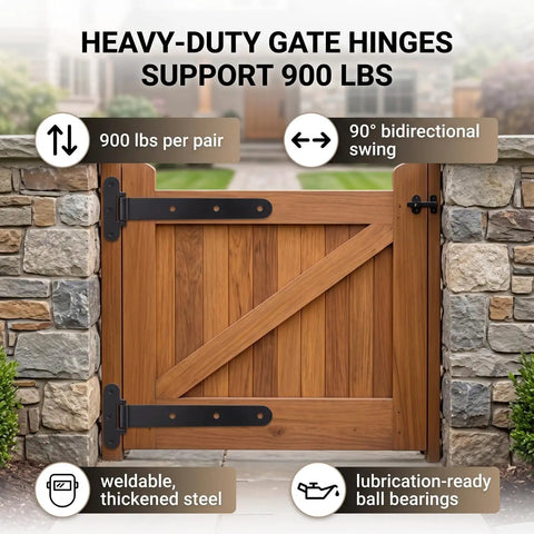 2 Pack 13 Inch Heavy Duty Strap Gate Hinges Solid Stainless Steel Supports Up To 900 Pounds Anti Sag Build on a wooden gate.