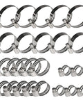 25-piece set of stainless steel worm-drive hose clamps, 1/4–2 in (6–51mm), for plumbing and automotive use