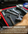 Flexible Magnetic Mat And Organizer For Tools 8 By 10 Inches Holds Up To 40 Pounds Ideal For Engine Bays Workbenches And Garage Organization For Quick On The Go Tool Storage Durable Heavy Duty Setup showing wrenches