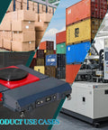 Heavy Duty Electric Machinery Skate That Lets You Glide Heavy Equipment With Ease, Featuring Smart 6-Channel Wireless Industrial Remote in use with containers.