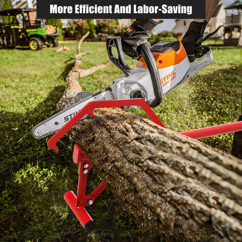 51 Inch Timberjack Adjustable Log Lifter And Heavy Duty Steel Log Roller Cant Hook Tool lifting log next to chainsaw on grass