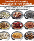 Commercial Grade Electric Coffee Bean Roaster With Precise Temp Control And A Heavy Duty Stainless Steel Rotating Drum For Crispy Nuts Chestnuts And Grains Making Fresh Batch Roasting No Sweat At All assorted dried fruits and nuts in bowls.