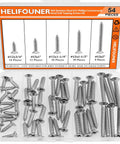 Workhorse Gauge 12 Wood Screws Assortment Kit, 54 Piece 304 Stainless Steel Phillips Countersunk Fasteners in storage case.