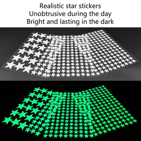 Dope Glow In The Dark Star Stickers Set With 354 Realistic Star Shapes In Three Sizes For Ceiling And Wall Decor Bright Green Light